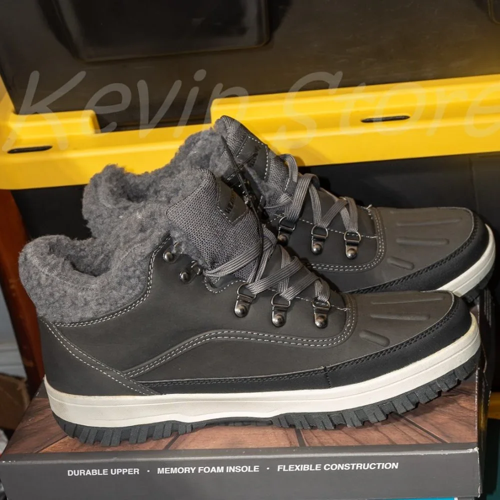 Men's Slope Memory Foam Lace-Up Gray Sneaker‎ Boot Weatherproof